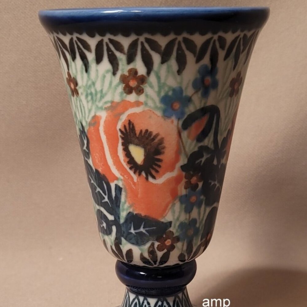 Unikat Polish Pottery Wine Goblet 4 ounce (Andrukiewicz 127) NEW!